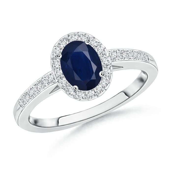 A - Blue Sapphire / 0.81 CT / 14 KT White Gold