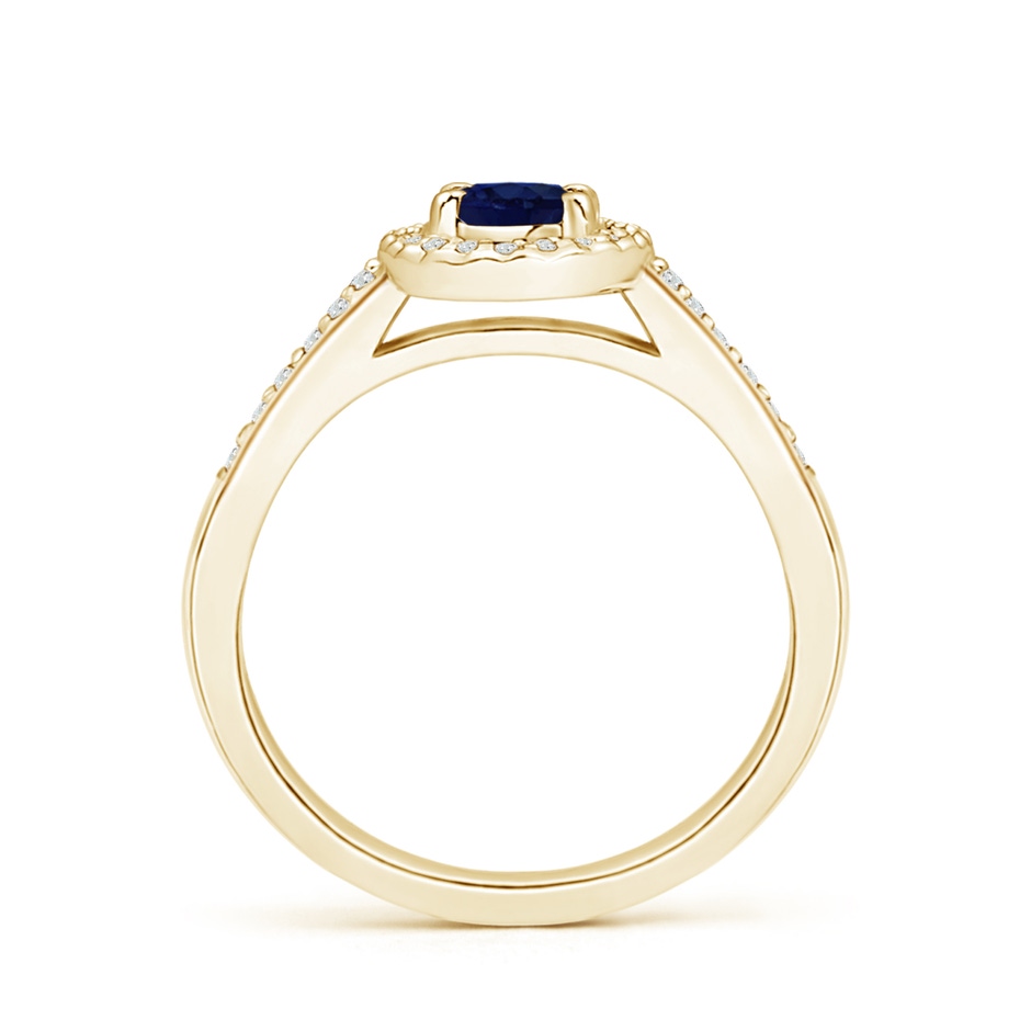 6x4mm A Classic Oval Blue Sapphire Halo Ring with Diamond Accents in Yellow Gold side-1