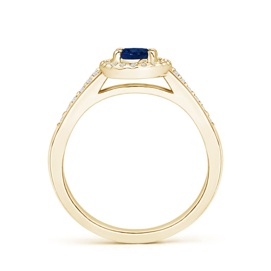 6x4mm AA Classic Oval Blue Sapphire Halo Ring with Diamond Accents in Yellow Gold side-1