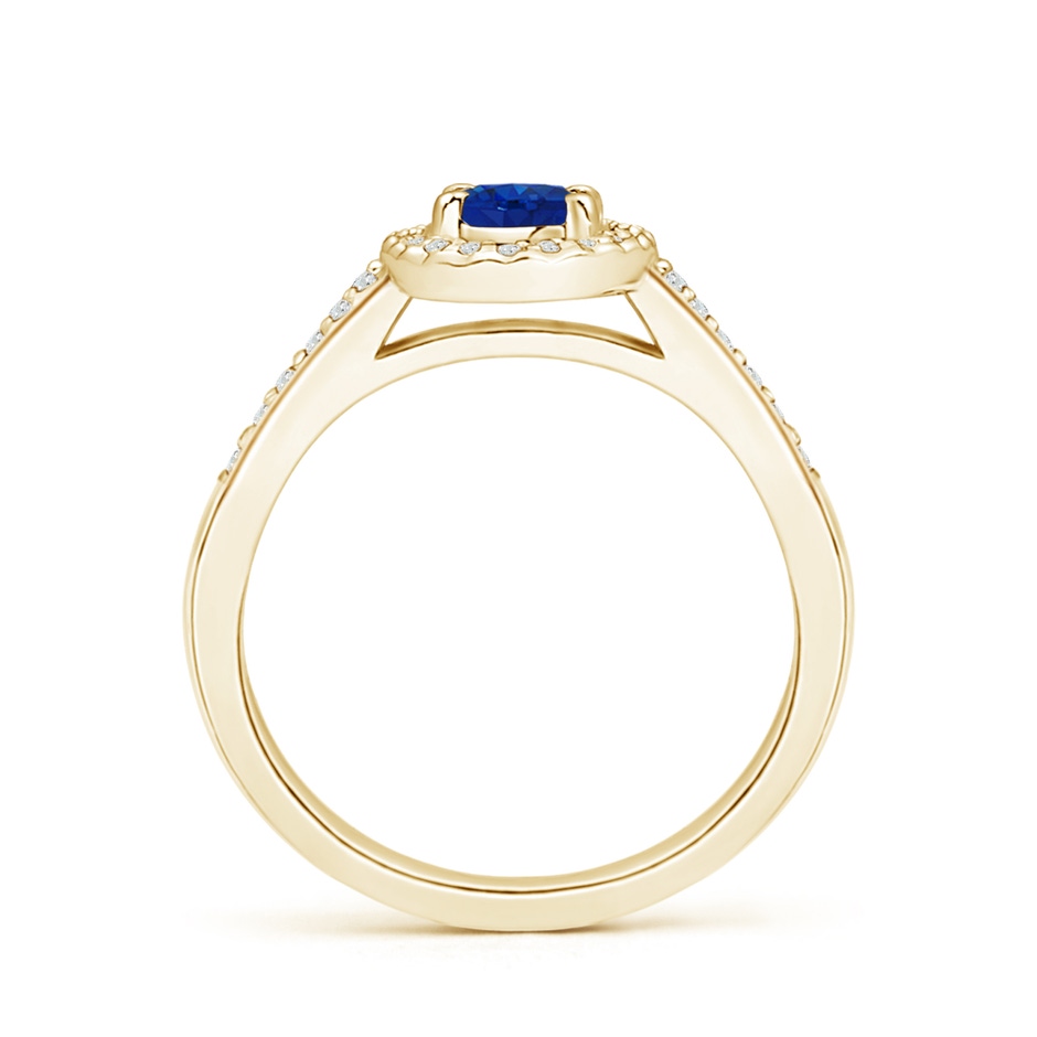 6x4mm AAA Classic Oval Blue Sapphire Halo Ring with Diamond Accents in Yellow Gold side-1