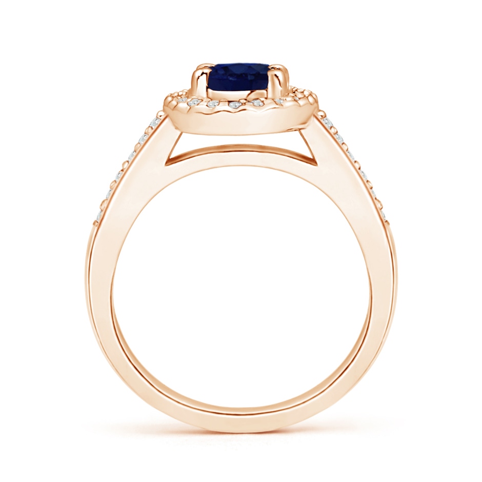 7x5mm A Classic Oval Blue Sapphire Halo Ring with Diamond Accents in Rose Gold side-1