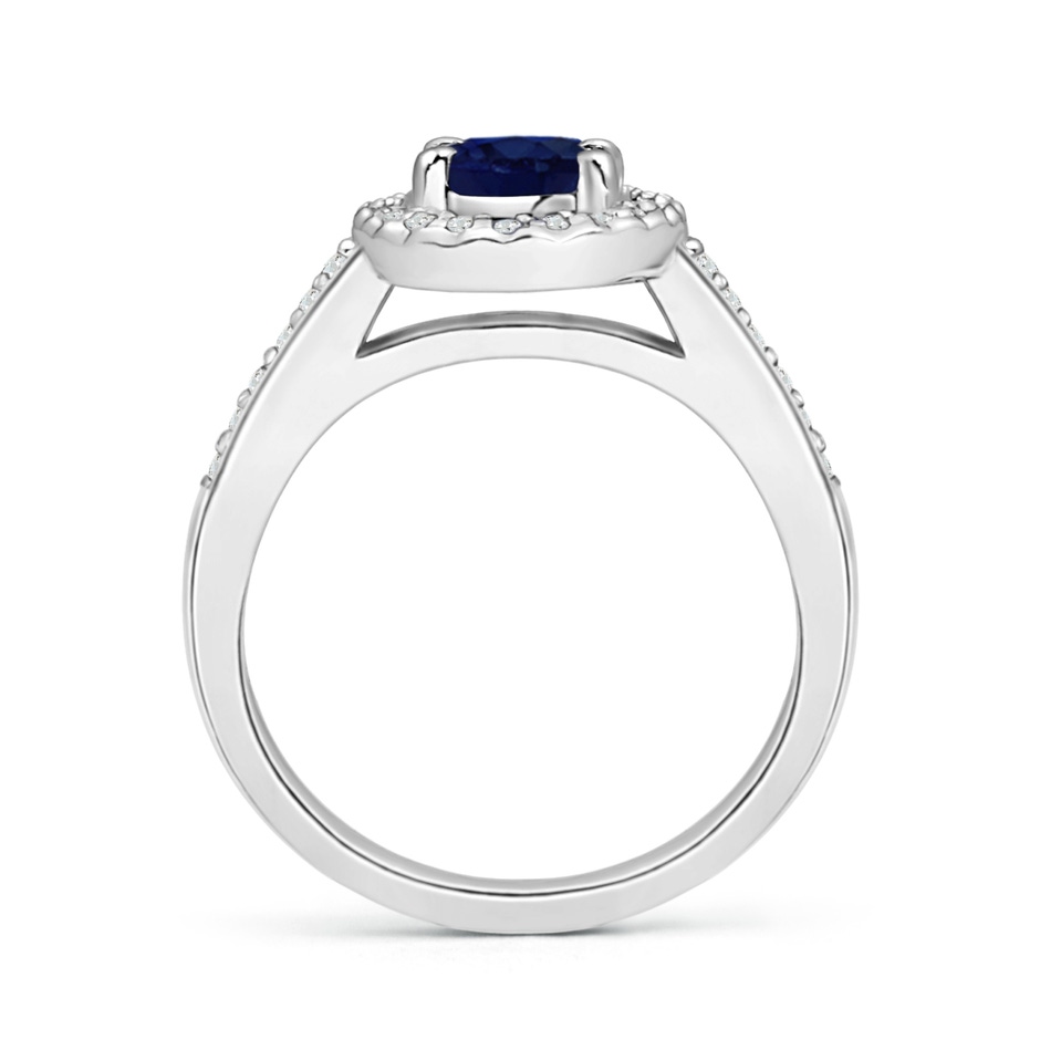 7x5mm A Classic Oval Blue Sapphire Halo Ring with Diamond Accents in White Gold side-1