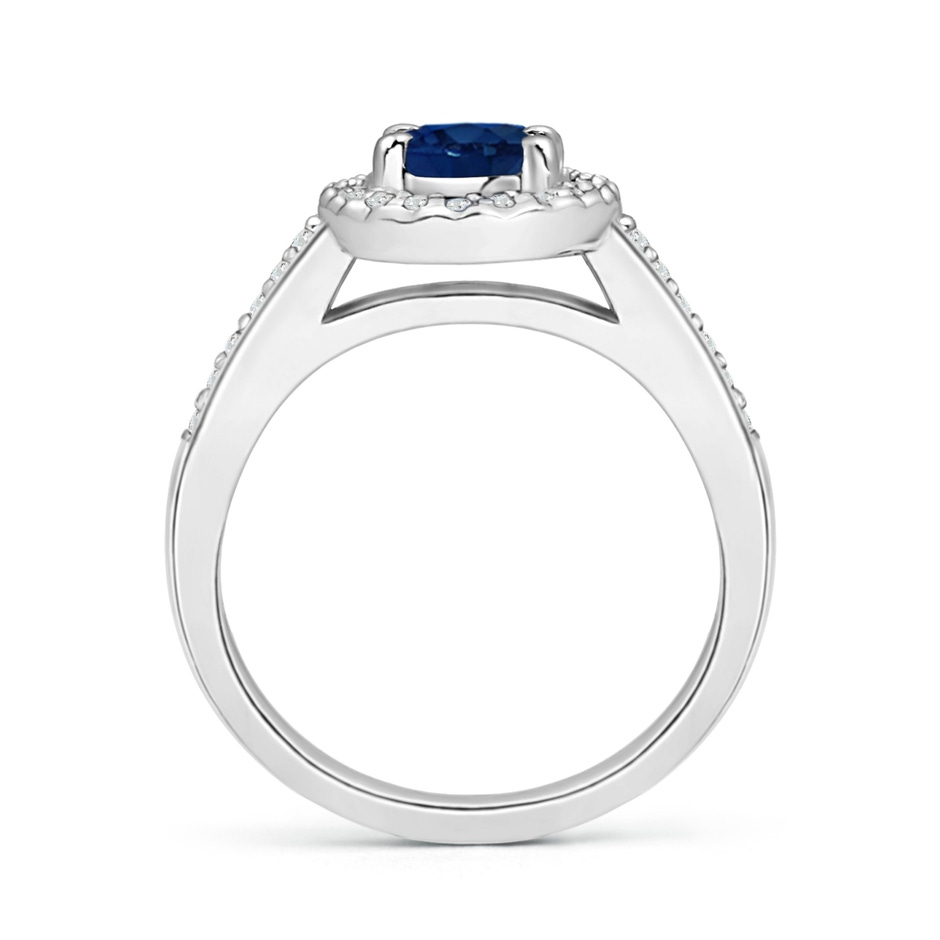 7x5mm AA Classic Oval Blue Sapphire Halo Ring with Diamond Accents in White Gold side-1