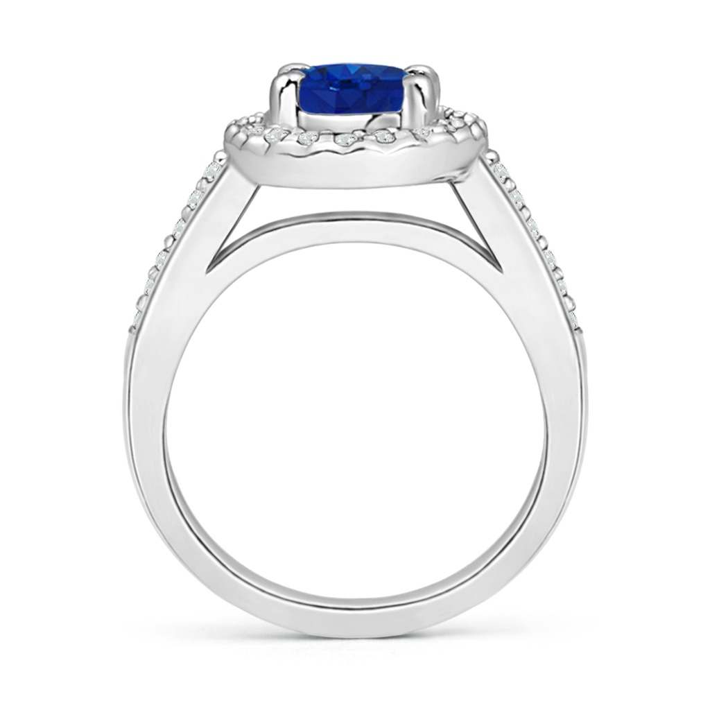 8x6mm AAA Classic Oval Blue Sapphire Halo Ring with Diamond Accents in P950 Platinum Side-1