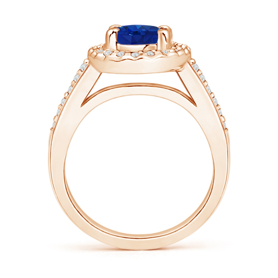 8x6mm AAA Classic Oval Blue Sapphire Halo Ring with Diamond Accents in Rose Gold side-1
