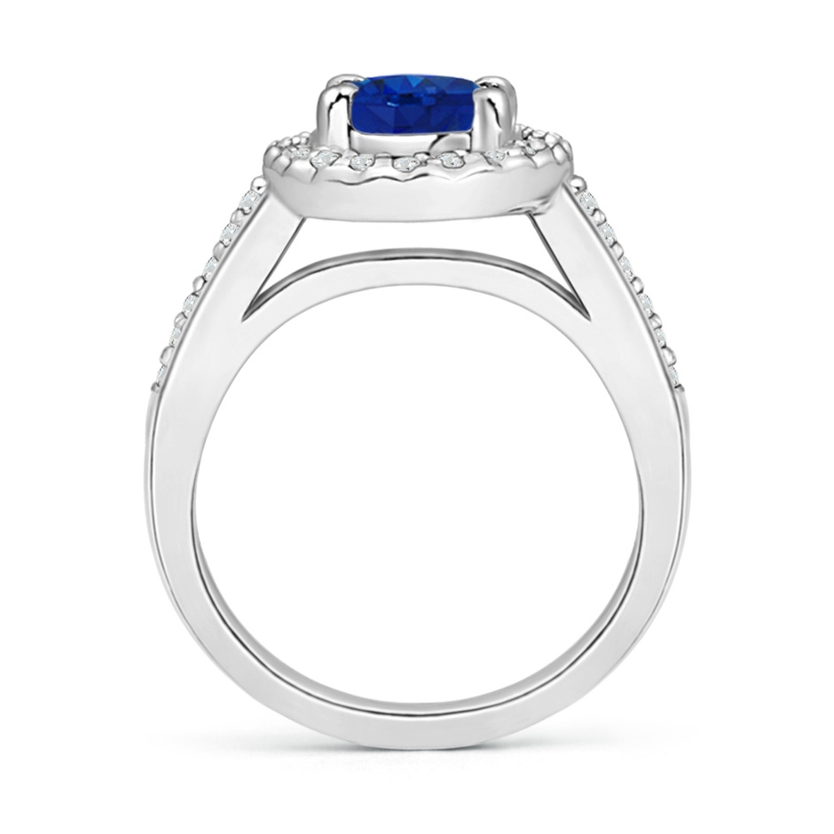 8x6mm AAA Classic Oval Blue Sapphire Halo Ring with Diamond Accents in White Gold side-1