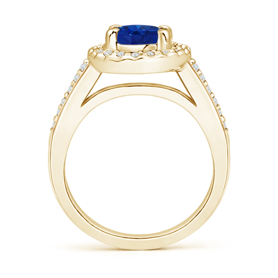 8x6mm AAA Classic Oval Blue Sapphire Halo Ring with Diamond Accents in Yellow Gold side-1