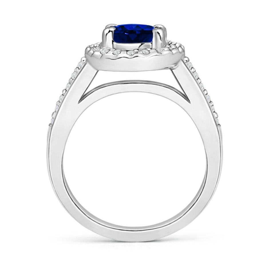 8x6mm AAAA Classic Oval Blue Sapphire Halo Ring with Diamond Accents in P950 Platinum side-1