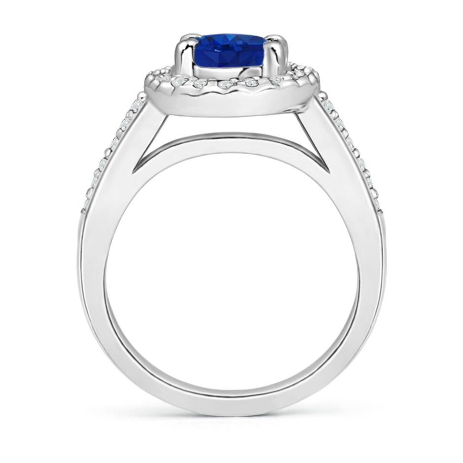 9x7mm AAA Classic Oval Blue Sapphire Halo Ring with Diamond Accents in P950 Platinum side-1