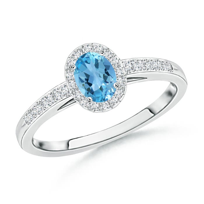 AA - Swiss Blue Topaz / 0.43 CT / 14 KT White Gold