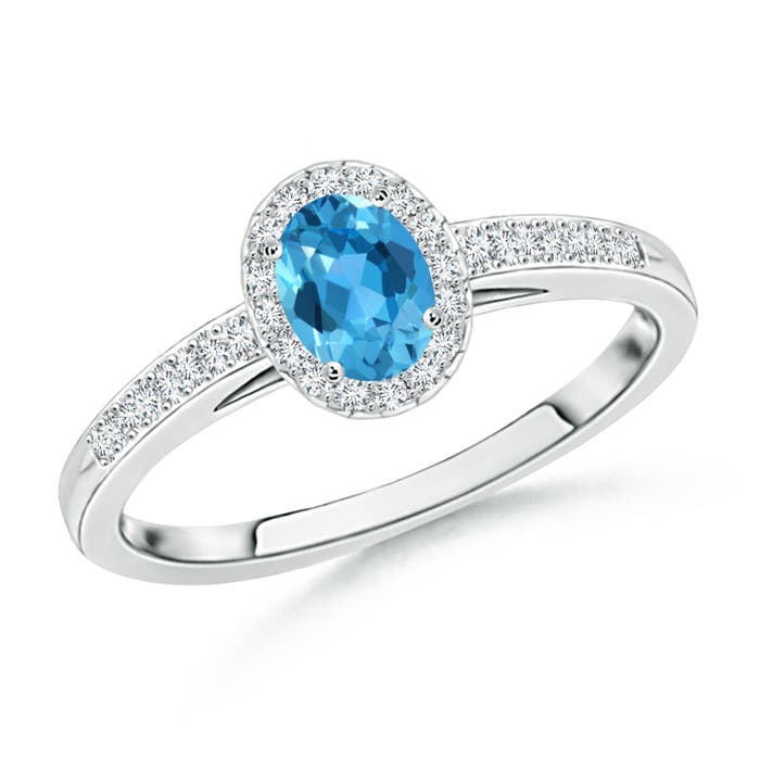 AAA - Swiss Blue Topaz / 0.43 CT / 14 KT White Gold