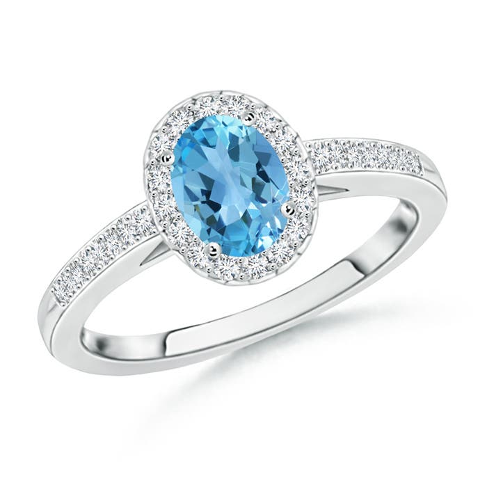 AA - Swiss Blue Topaz / 0.75 CT / 14 KT White Gold