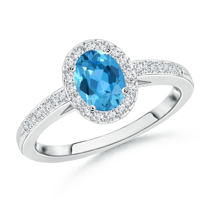 AAA - Swiss Blue Topaz / 0.75 CT / 14 KT White Gold