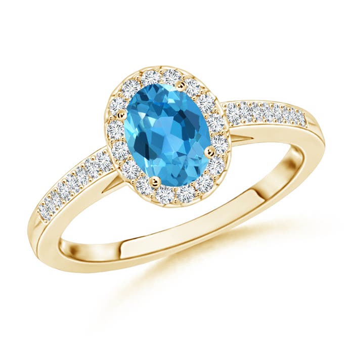 AAA - Swiss Blue Topaz / 0.75 CT / 14 KT Yellow Gold