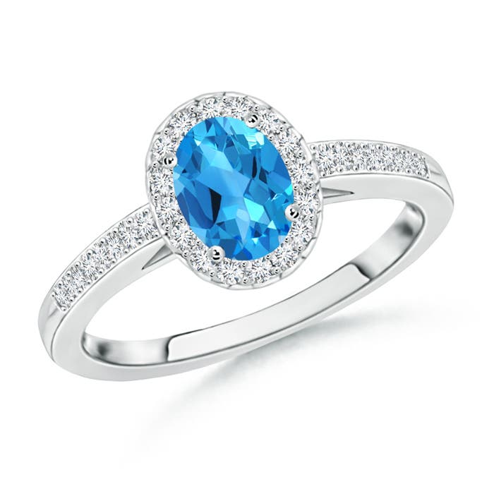 AAAA - Swiss Blue Topaz / 0.75 CT / 14 KT White Gold