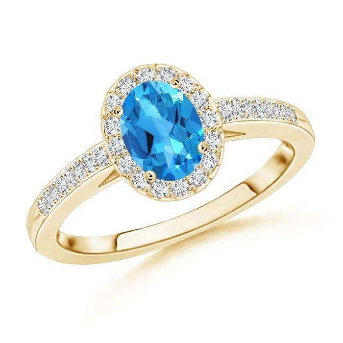 AAAA - Swiss Blue Topaz / 0.75 CT / 14 KT Yellow Gold