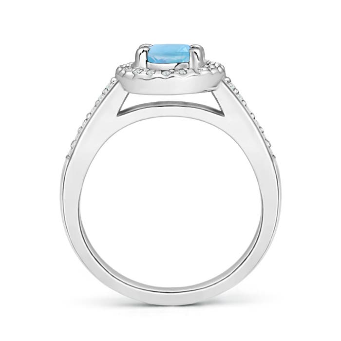 A - Swiss Blue Topaz / 1.21 CT / 14 KT White Gold