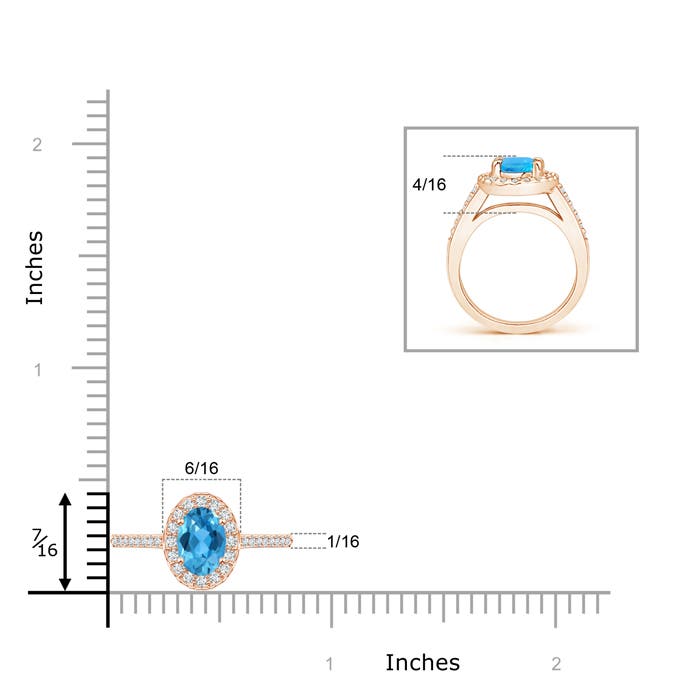 AAA - Swiss Blue Topaz / 1.21 CT / 14 KT Rose Gold