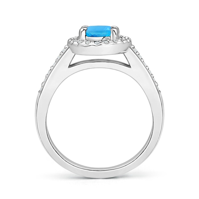 7x5mm AAA Classic Oval Swiss Blue Topaz Halo Ring with Diamond Accents in White Gold Side-1
