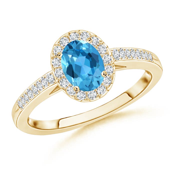 AAA - Swiss Blue Topaz / 1.21 CT / 14 KT Yellow Gold