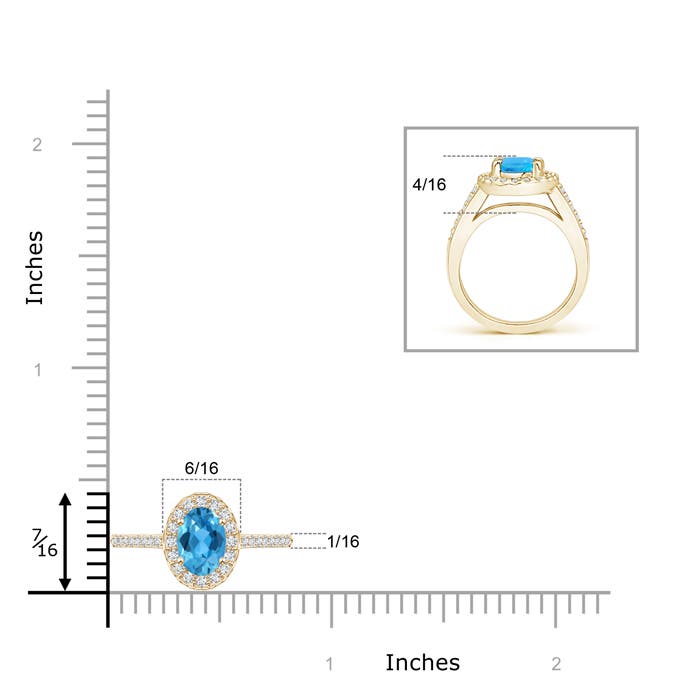 AAA - Swiss Blue Topaz / 1.21 CT / 14 KT Yellow Gold