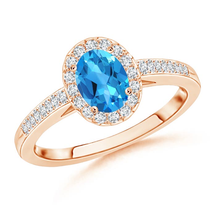 AAAA - Swiss Blue Topaz / 1.21 CT / 14 KT Rose Gold