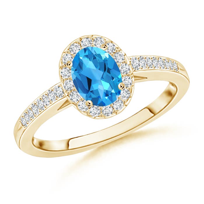 AAAA - Swiss Blue Topaz / 1.21 CT / 14 KT Yellow Gold