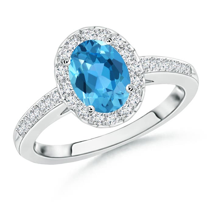 AAA - Swiss Blue Topaz / 1.82 CT / 14 KT White Gold