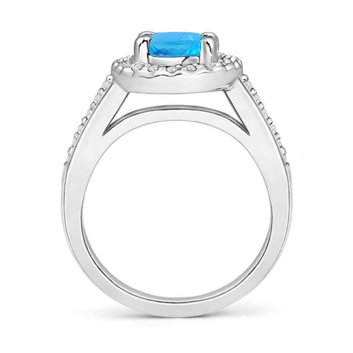 AAA - Swiss Blue Topaz / 1.82 CT / 14 KT White Gold