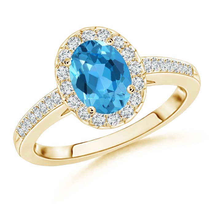 AAA - Swiss Blue Topaz / 1.82 CT / 14 KT Yellow Gold