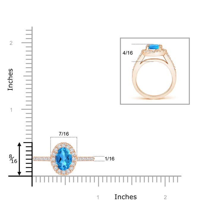 AAAA - Swiss Blue Topaz / 1.82 CT / 14 KT Rose Gold