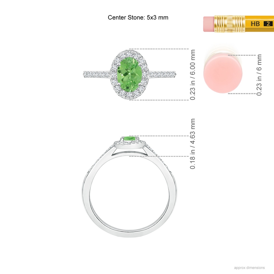 5x3mm A Classic Oval Tsavorite Halo Ring with Diamond Accents in P950 Platinum ruler
