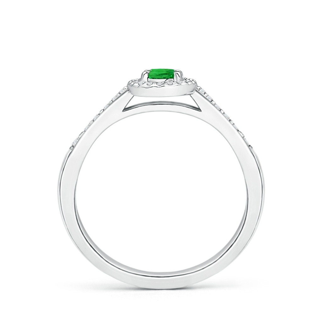 5x3mm AAAA Classic Oval Tsavorite Halo Ring with Diamond Accents in White Gold - side 199
