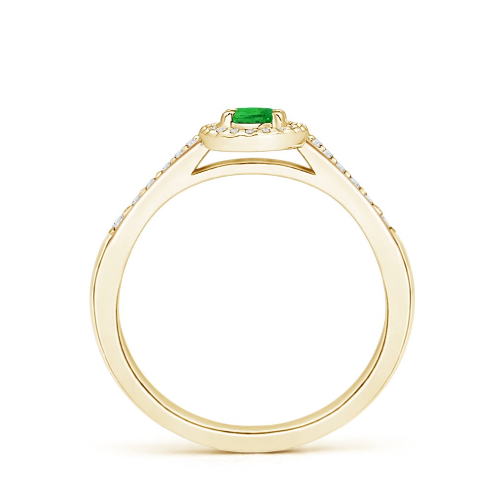 5x3mm AAAA Classic Oval Tsavorite Halo Ring with Diamond Accents in Yellow Gold - side 199