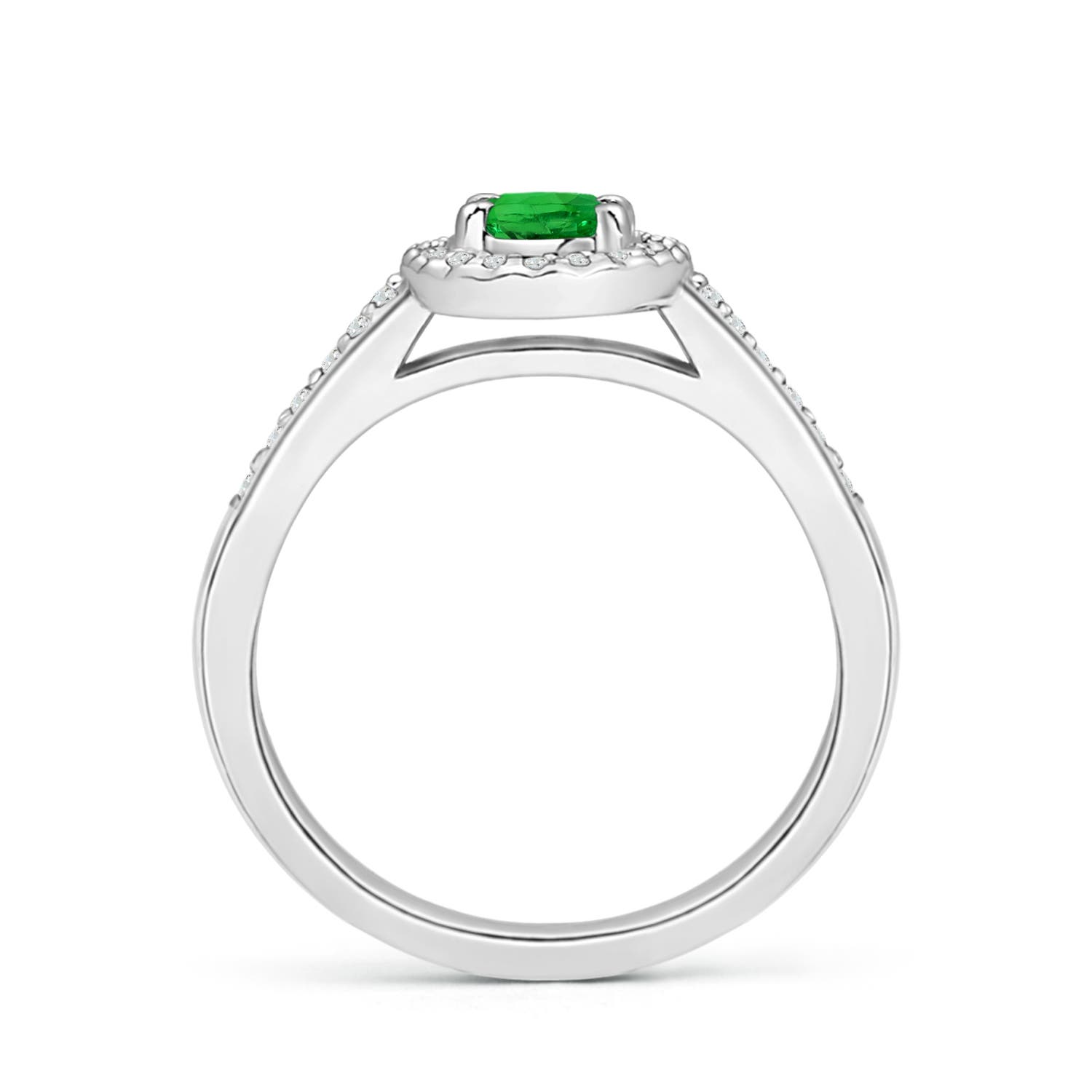 6x4mm AAAA Classic Oval Tsavorite Halo Ring with Diamond Accents in P950 Platinum