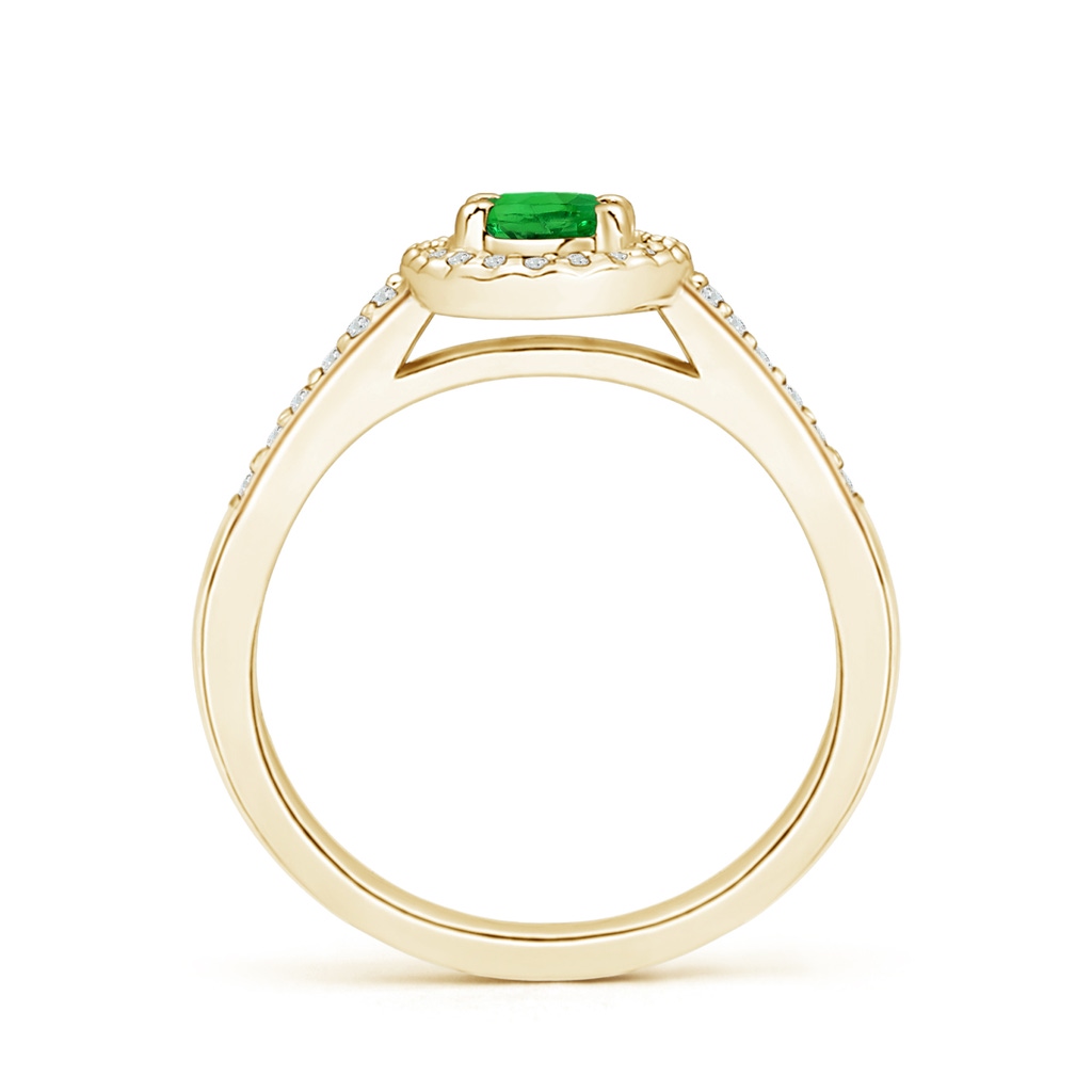 6x4mm AAAA Classic Oval Tsavorite Halo Ring with Diamond Accents in Yellow Gold Side-1