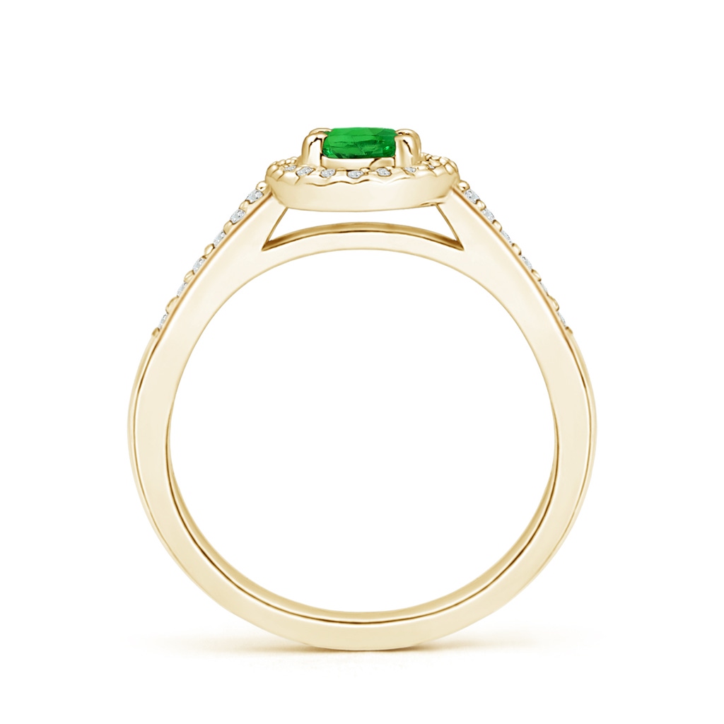 6x4mm AAAA Classic Oval Tsavorite Halo Ring with Diamond Accents in Yellow Gold - side 199
