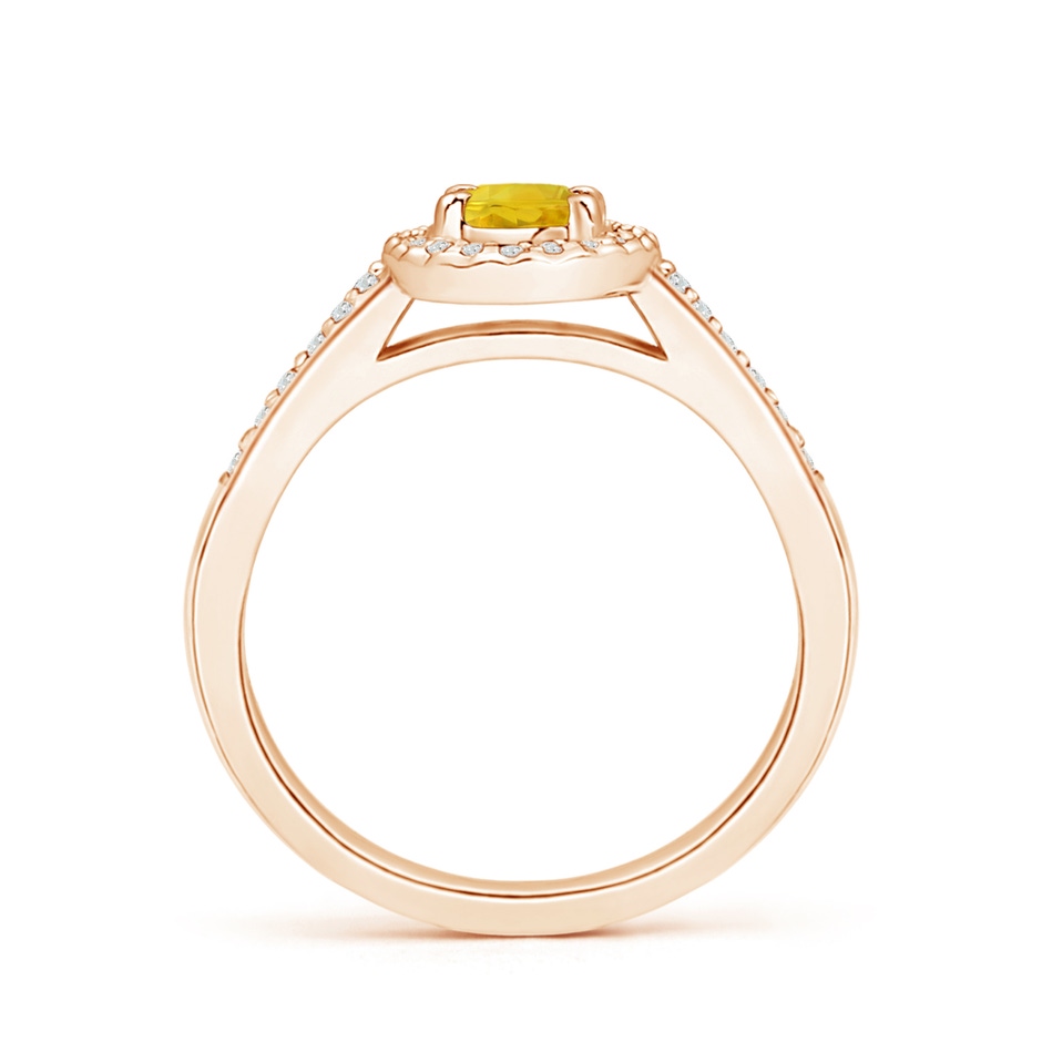 6x4mm AAA Classic Oval Yellow Sapphire Halo Ring with Diamond Accents in Rose Gold side-1