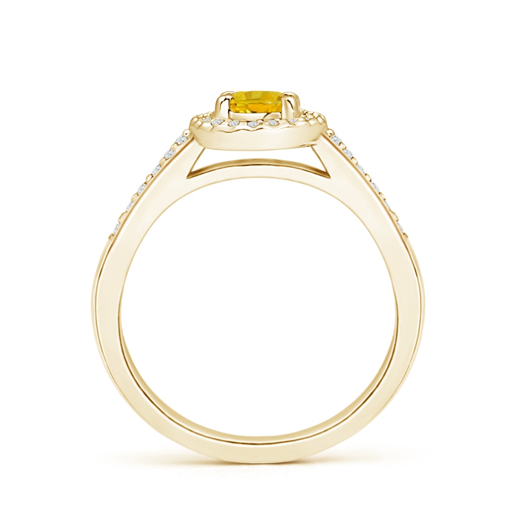 6x4mm AAAA Classic Oval Yellow Sapphire Halo Ring with Diamond Accents in Yellow Gold Side-1