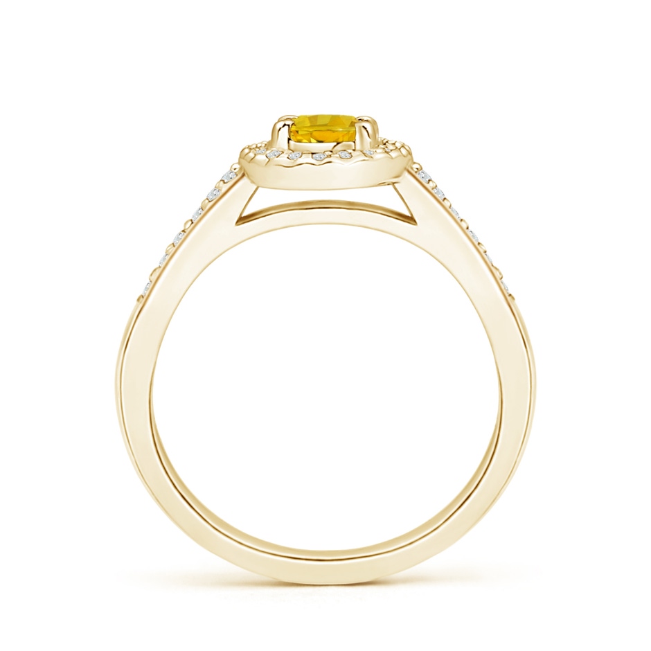 6x4mm AAAA Classic Oval Yellow Sapphire Halo Ring with Diamond Accents in Yellow Gold side-1