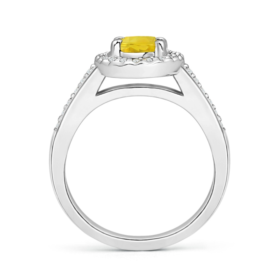 7x5mm AA Classic Oval Yellow Sapphire Halo Ring with Diamond Accents in White Gold side-1