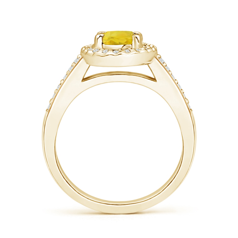 7x5mm AA Classic Oval Yellow Sapphire Halo Ring with Diamond Accents in Yellow Gold side-1