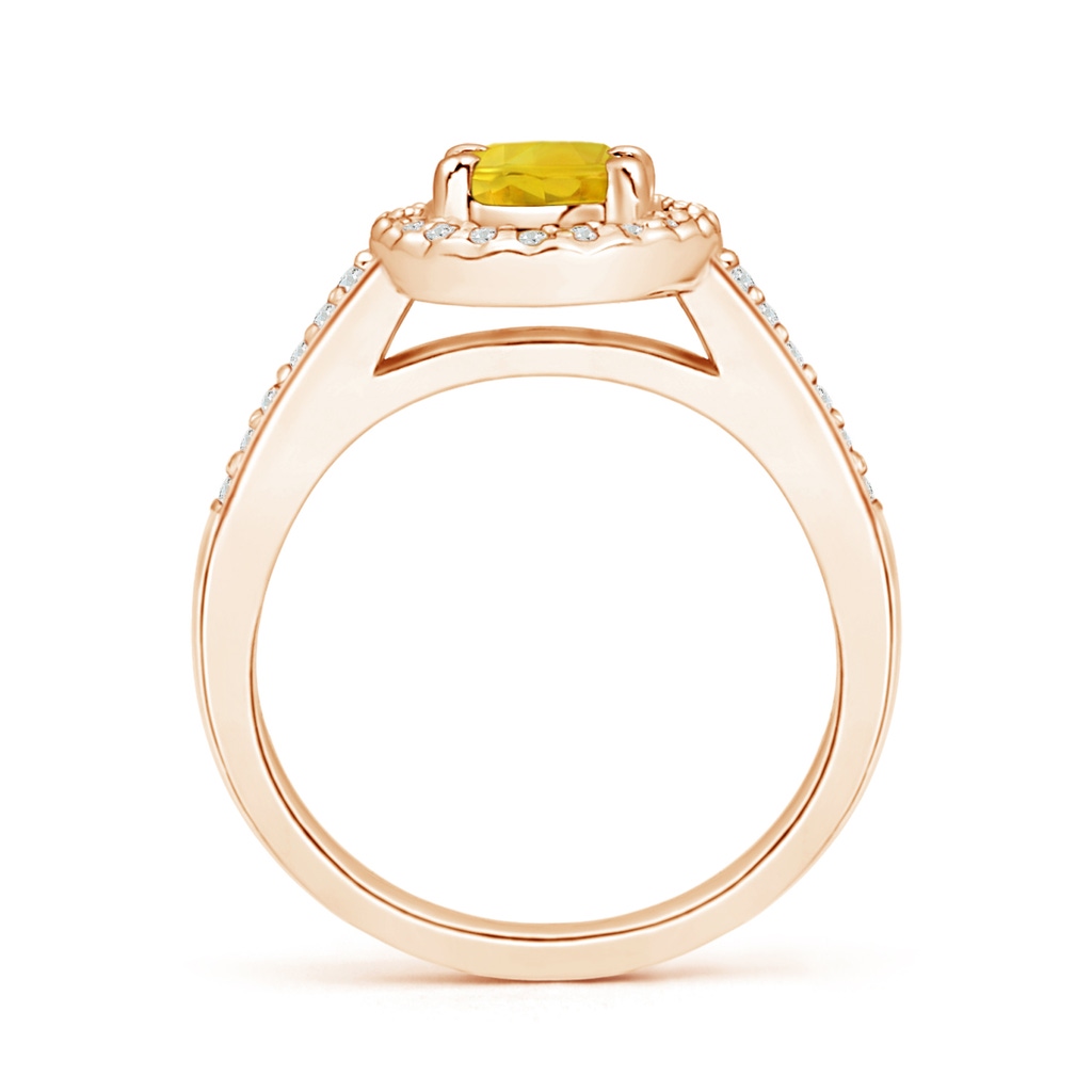 7x5mm AAA Classic Oval Yellow Sapphire Halo Ring with Diamond Accents in Rose Gold Side-1