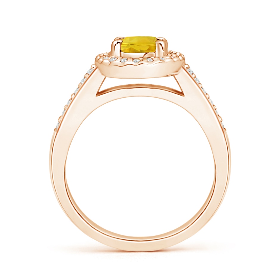 7x5mm AAA Classic Oval Yellow Sapphire Halo Ring with Diamond Accents in Rose Gold side-1