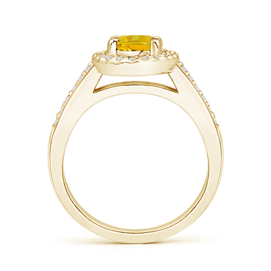 7x5mm AAAA Classic Oval Yellow Sapphire Halo Ring with Diamond Accents in Yellow Gold side-1