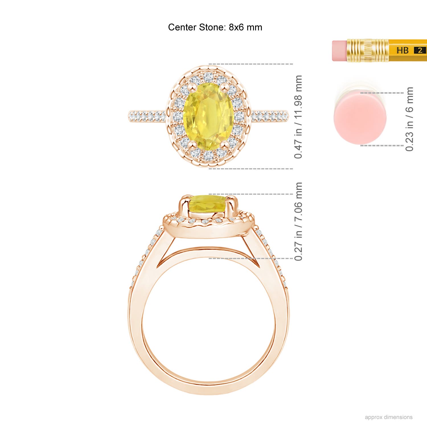 A - Yellow Sapphire / 1.82 CT / 14 KT Rose Gold