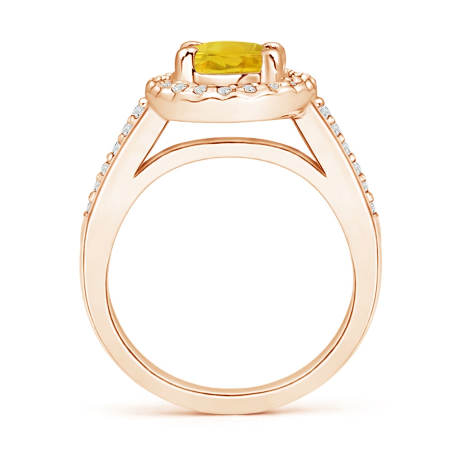 8x6mm AAA Classic Oval Yellow Sapphire Halo Ring with Diamond Accents in Rose Gold side-1
