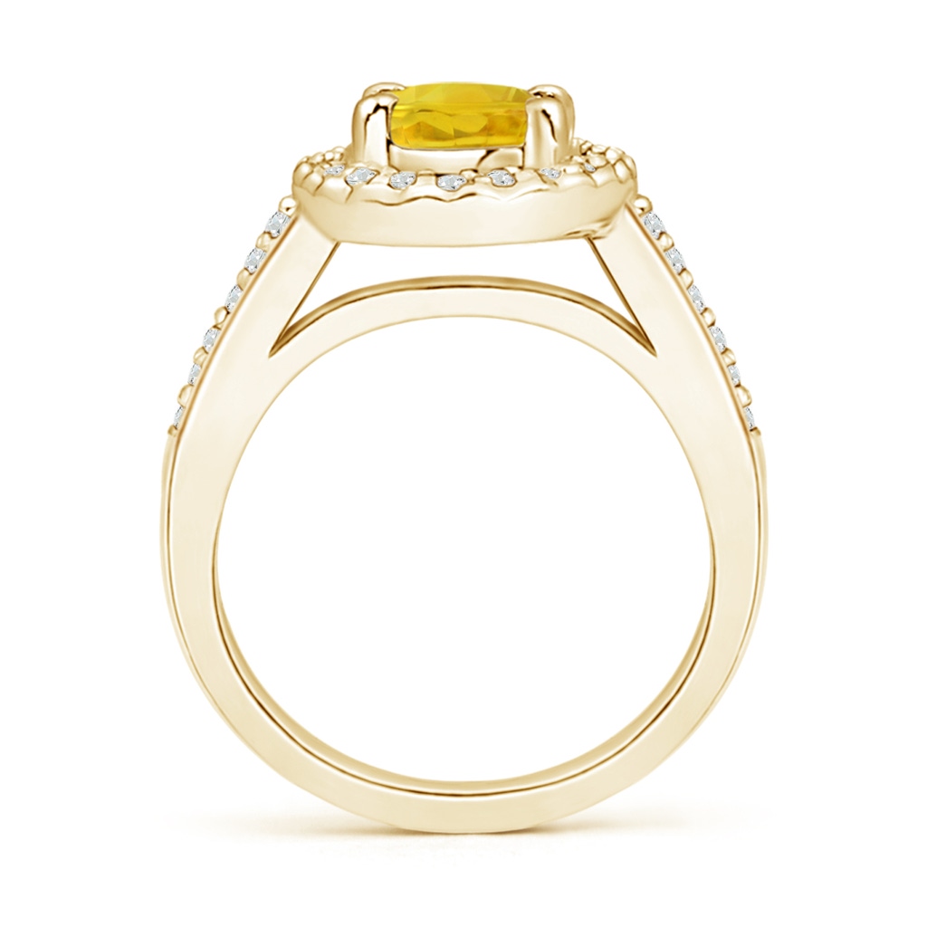 8x6mm AAA Classic Oval Yellow Sapphire Halo Ring with Diamond Accents in Yellow Gold Side-1