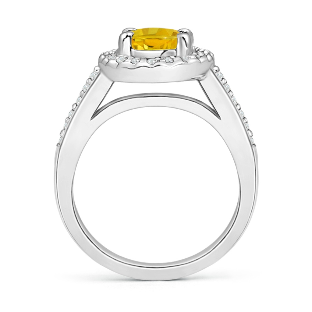 8x6mm AAAA Classic Oval Yellow Sapphire Halo Ring with Diamond Accents in P950 Platinum Side-1