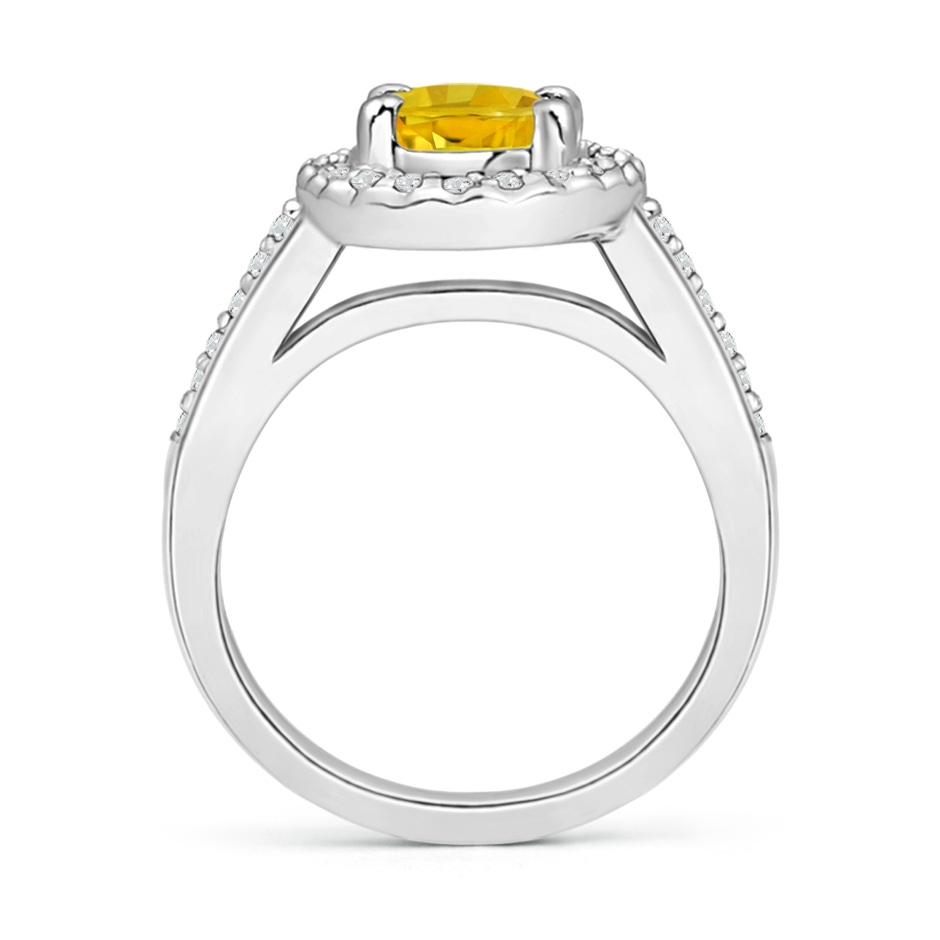 8x6mm AAAA Classic Oval Yellow Sapphire Halo Ring with Diamond Accents in White Gold side-1